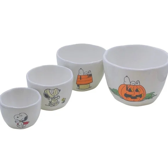 NEW Rae Dunn x Peanuts Halloween Measuring Cup - Set Of Four - Snoopy In Costume - Picture 8 of 12